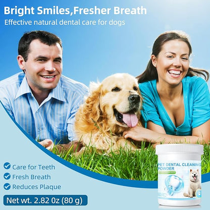 Dog Teeth Cleaning Powder,Dental Powder for Dogs Teeth Plaque and Tartar,Dog Oral Cleaning Powder with Probiotics,Fresh Breath,80g
