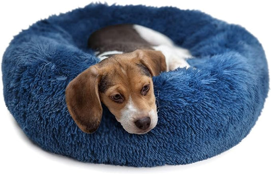 Calming Bed for Dogs 30 Inches Navy Blue Dog Beds for Medium Dogs Washable Anti-Anxiety Dog Beds for Medium Dogs
