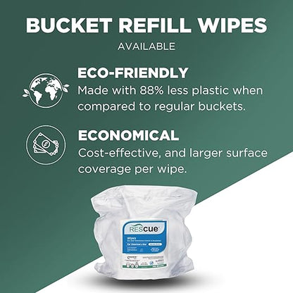 REScue One-Step Disinfectant Cleaner & Deodorizer Wipes for Veterinary Use – For Kennels & More – Extra Large Wipes, 160-Count Wipes Bucket (4 Pack)