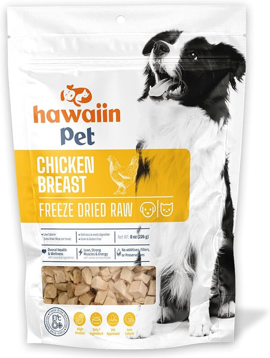 Freeze Dried Chicken Breast Dog Treats 8 oz, Raw Single Ingredient, Natural Healthy High Value, Gluten Free, Grain Free, High Protein