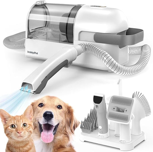lvittyPet Pet Grooming Vacuum, Hair Trimmer for Dogs & Cats, 13000PA Suction, 5 Grooming Tools, Low Noise, 2.3L, for Shedding