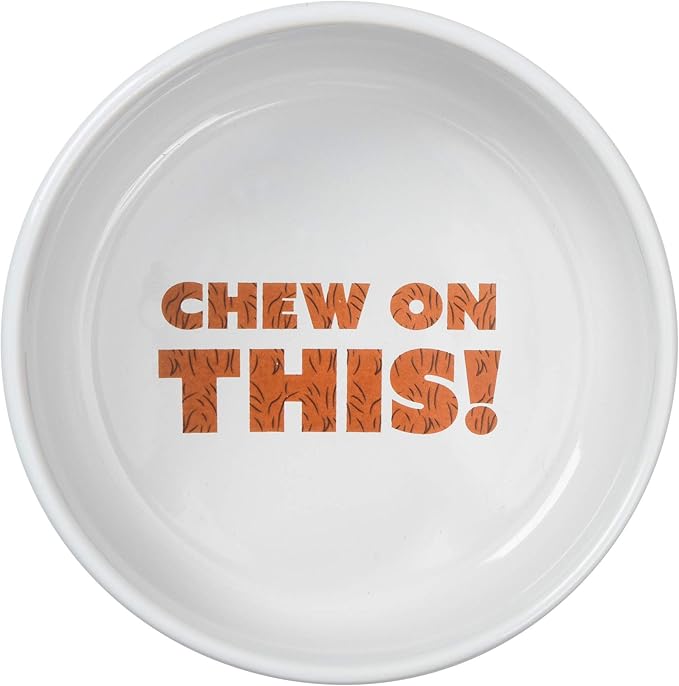 STAR WARS Chewbacca "Chew on This" Dog Food Bowl, 6 Inch | Dog Feeding Bowl Holds up to 3.5 Water, Dry Food, or Wet Food | Dishwasher Safe on Top Rack Dog Bowl,White,1 Count (Pack of 1),FF13172