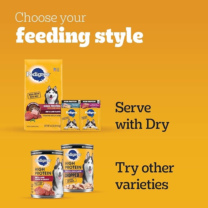 Pedigree High Protein Adult Soft Wet Dog Food Variety Pack, 3.5 oz Pouches, 30 Count