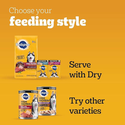Pedigree High Protein Adult Soft Wet Dog Food Variety Pack, 3.5 oz Pouches, 30 Count