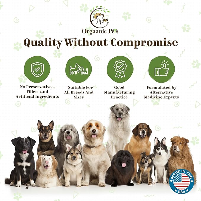 DOG ALLERGY RELIEF with SEA KELP - COLOSTRUM - QUERCETIN - MUSHROOMS - OMEGA + 11 NATURAL ALLERGY RELIEF HERBS - SOFT CHEWS for Skin & Seasonal Allergies