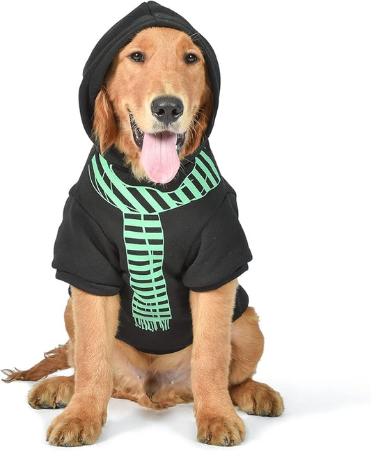Harry Potter: Slytherin Pet Hoodie with Faux Scarf - X-Small | Harry Potter Accessories for Dogs| Harry Potter Dog Accessories for Hogwarts Houses, Slytherin, Black (FF23360)
