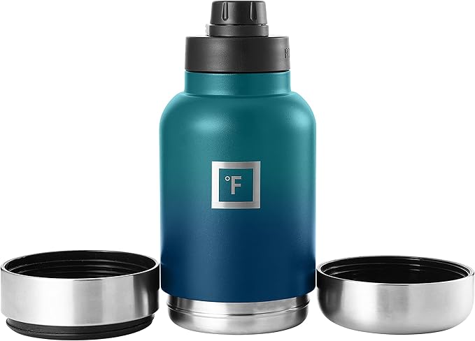 IRON °FLASK Portable Dog Water Bottle & Bowl - All-in-One Travel Accessories Pet Food & Liquids for Car, Hiking, Camping - Leak-Proof, Double Walled, Insulated - 32 oz, 2 Dog Bowls - Dark Night