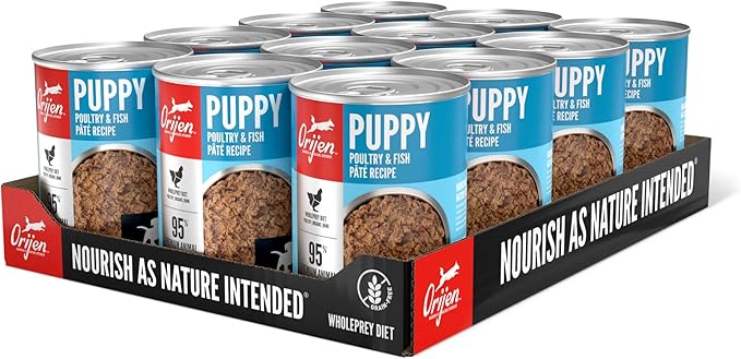 ORIJEN Puppy Poultry & Fish Pate Recipe Wet Dog Food, Pate Dog Food for Puppies, WholePrey Ingredients, 12.8oz (Case of 12)