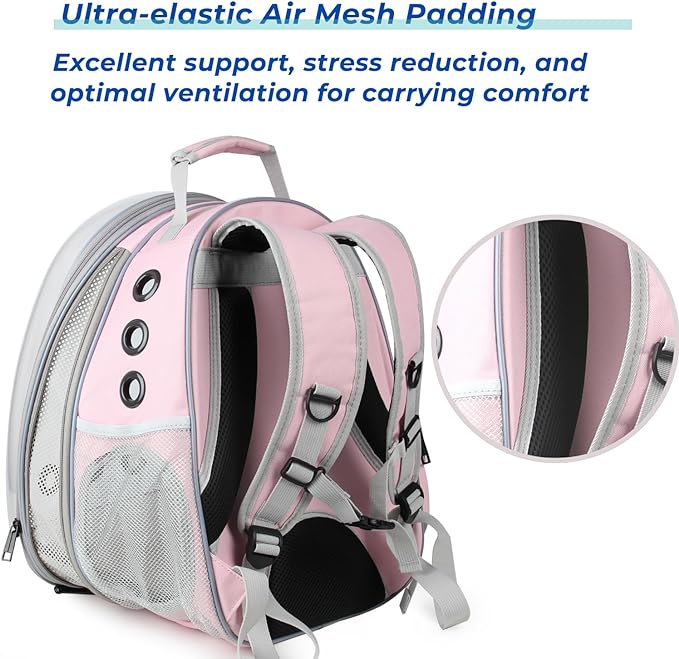 Lollimeow Bubble Expandable Cat Backpack Pet Travel Carrier for Cats and Dogs (Pink-Front Expandable)