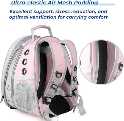 Lollimeow Bubble Expandable Cat Backpack Pet Travel Carrier for Cats and Dogs (Pink-Front Expandable)