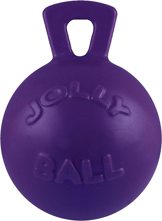 Jolly Pets Tug-n-Toss Heavy Duty Dog Toy Ball with Handle, 6 Inches/Medium, Purple