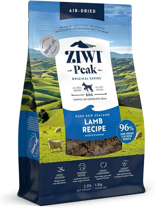 ZIWI Peak Air-Dried Dog Food – All Natural, High Protein, Grain Free and Limited Ingredient with Superfoods (Lamb, 2.2 lb)