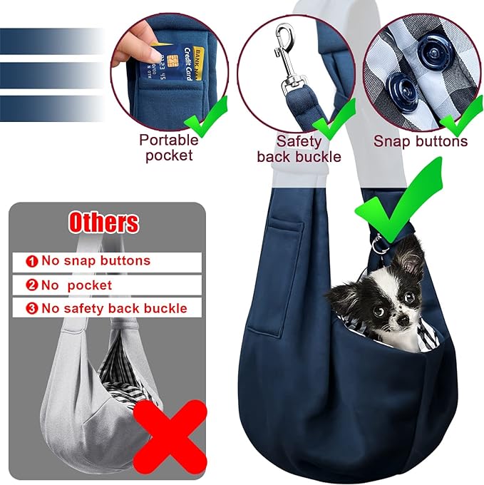 Dog Carrier Sling - Stylish and Convenient - Comfortable Dog Purse for Traveling - Secure Bag for On-The-Go Pet Parents - Perfect for Small Dogs - Fashionable and Functional - stay Hands-Free