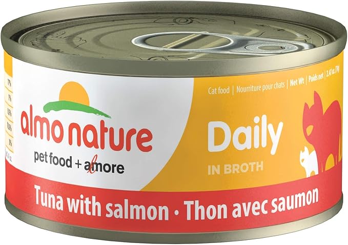 almo nature Daily Tuna With Salmon, Grain Free, Additive Free, Adult Cat Canned Wet Food Shredded (1910)