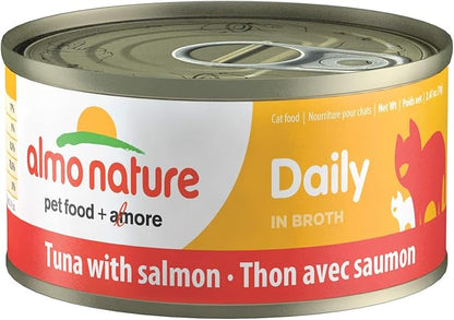 almo nature Daily Tuna With Salmon, Grain Free, Additive Free, Adult Cat Canned Wet Food Shredded (1910)