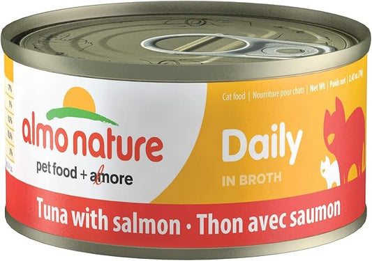 almo nature Daily Tuna With Salmon, Grain Free, Additive Free, Adult Cat Canned Wet Food Shredded (1910)