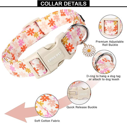 ARING PET Summer Dog Collar-Cute Dog Collar for Small Dogs, Adjustable Cotton Sunflower Pet Collars Puppy Collar for Small Medium Large Dogs