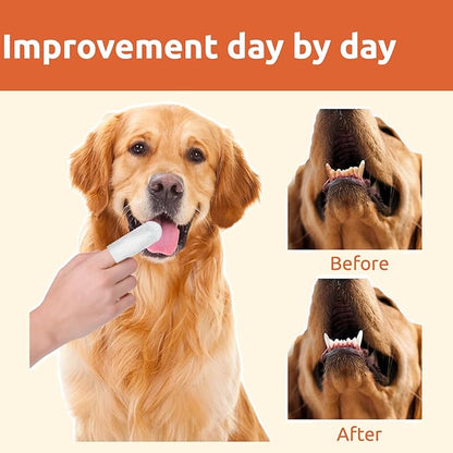 Dental Care Finger Wipes - Dog Tooth Brushing Kit Dental Wipes - Dog Teeth Cleaning Finger Wipes - Reduces Plaque & Freshens Breath for Dogs and Cats - 40 Count