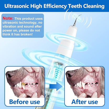 Dog Plaque Remover for Teeth，Pet Ultrasonic Tooth Cleaner，Teeth Cleaning Kit -Tartar Remover for Teeth Stains for Dogs and Cats (White)