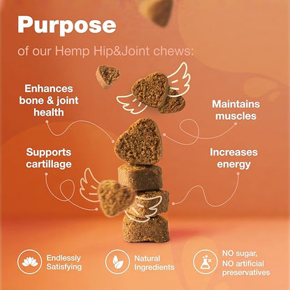 Glucosamine for Dogs - Hip and Joint Supplement Dogs - Glucosamine Chondroitin Dog Chews with MSM - Dog Hip and Joint Supplement - Hemp Hip and Joint Chews for Dogs - Mobility, Skin & Coat Health
