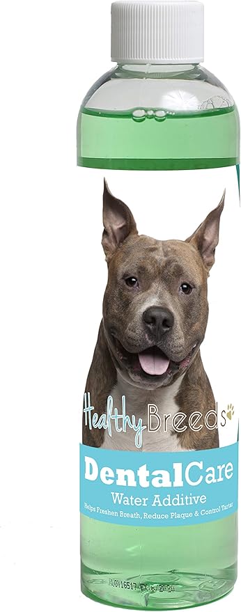 Healthy Breeds Dog Dental Care Water Additive for American Staffordshire Terrier - Helps Freshen Breath, Reduce Plaque & Control Tartar - Mint Flavor - 8 oz