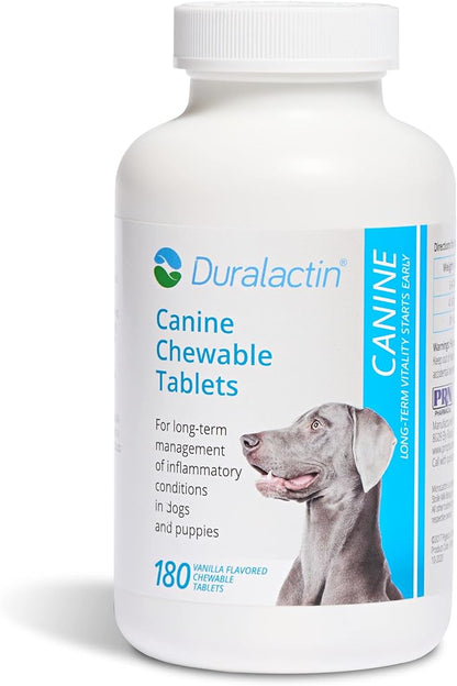 PRN Pharmacal Duralactin Canine Chewable Tablets - Joint Health Supplement for Dogs & Puppies - Contains Milk Protein - Vanilla Flavor - 180 Chews