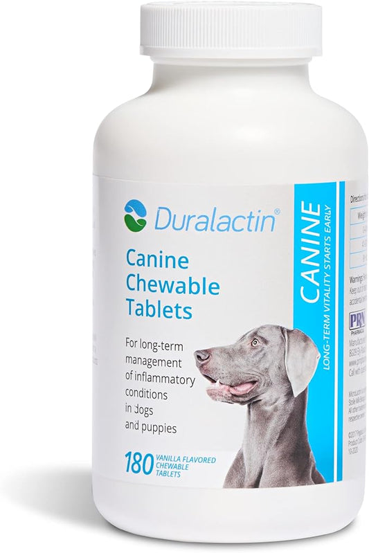 PRN Pharmacal Duralactin Canine Chewable Tablets - Joint Health Supplement for Dogs & Puppies - Contains Milk Protein - Vanilla Flavor - 180 Chews