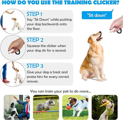 Dog Training Clicker with Wrist Strap - OYEFLY Durable Lightweight Easy to Use, Pet Training Clicker for Cats Puppy Birds Horses. Perfect for Behavioral Training 2-Pack (Red and Blue)