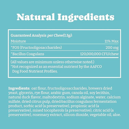 Probiotics for Dogs, Daily Dog Probiotics and Prebiotic with Natural Ingredients, for Gut Health and Digestive Health, Support Immune System, Maintain Skin & Coat Health, Duck Flavor, 160 Soft Chews
