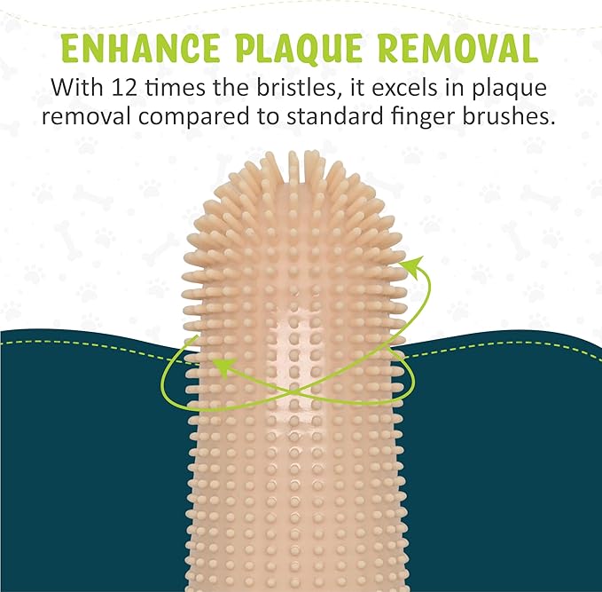 360º Dog Finger Toothbrush, Cat Toothbrush, Dog Tooth Brushing Kit, Dog Teeth Cleaning Kit, Dog Dental Care, for Use with Dog Toothpaste and Cat Toothpaste (2-Pack) (Peach)