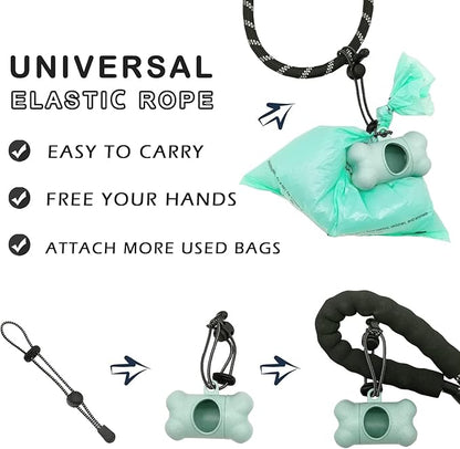 Dog Poop Pickup Bags Holder Dispenser with 1 Roll Random Color Leak-proof Scented Doggy Waste Bags and Carabiner with Safety Lock Plus Hook and Loop Fastener Never Loose on Leash Lead Again (Blue)