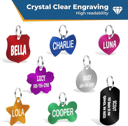 GoTags Dog Tags, Personalized Engraved Dog and Cat ID Tags for Pets, Custom Engraved on Both Sides, Various Shapes Including Bone, Round, Heart, Bow Tie, Star, and Badge (Flower, Small - Pack of 1)