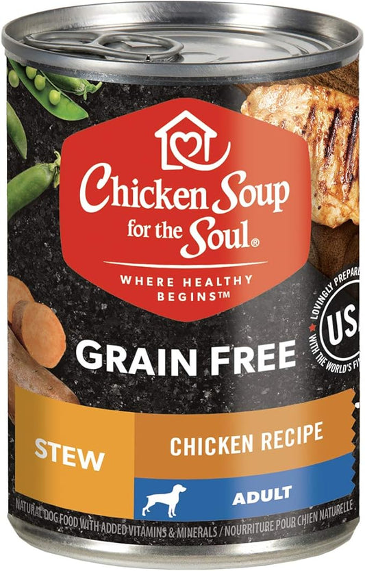 Chicken Soup For The Soul Pet Food Grain-Free Wet All Stages Dog Food, Chicken Stew, 13 Ounce Can (Pack of 12) Soy, Corn & Wheat Free, No Artificial Flavors or Preservatives