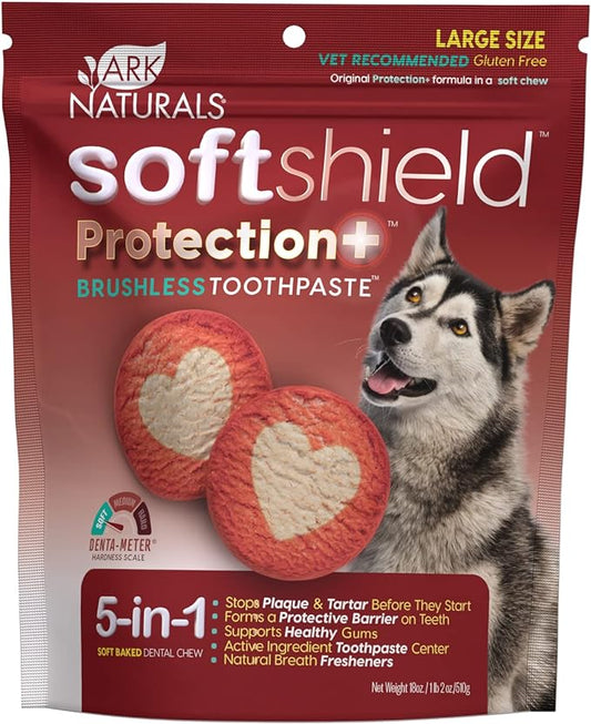 Ark Naturals Soft Shield Protection+ Brushless Toothpaste, Dog Dental Chews for Large Breeds, Stops Plaque and Tartar, Freshens Breath, 18oz, 1 Pack