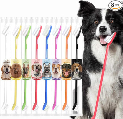 VibrantPet Toothbrush Set - 8-Pack with Dual-Head Design, Transparent Tube Packaging for Convenient Storage and Travel | Enhance Pet Dental Care