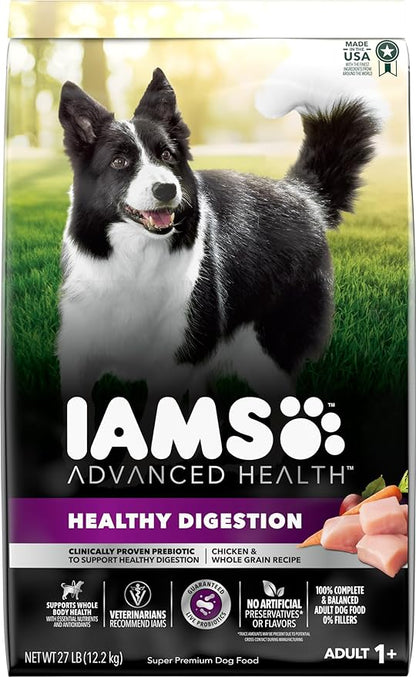 IAMS Advanced Health Adult Healthy Digestion Dry Dog Food with Real Chicken, 27 lb. Bag