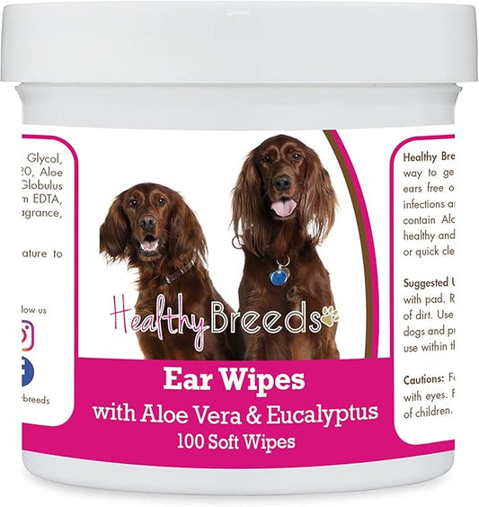 Healthy Breeds Irish Setter Ear Cleaning Wipes with Aloe & Eucalyptus for Dogs 100 Count