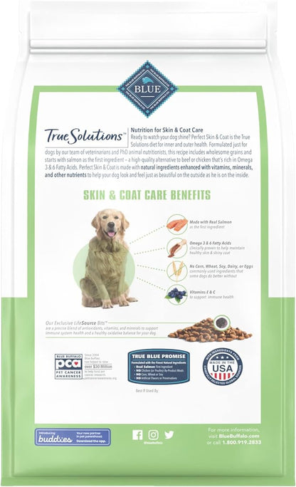 Blue Buffalo True Solutions Perfect Skin & Coat Natural Adult Dry Dog Food, Salmon 4-lb
