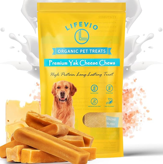 Medium Himalayan Yak Chews, (Pack of 6) 100% Natural Yak Cheese Dog Chews Long Lasting for All Breeds & Sizes with Pink Salt & Lime Juice