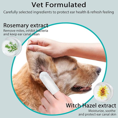 150 Count Ear Finger Wipes for Dogs and Cats Teeth Cleaning Wipes Eyes Wipes Pet Grooming Wipes Set for Removing Ear Wax Debris Dirt and Stop Smelly Itchy
