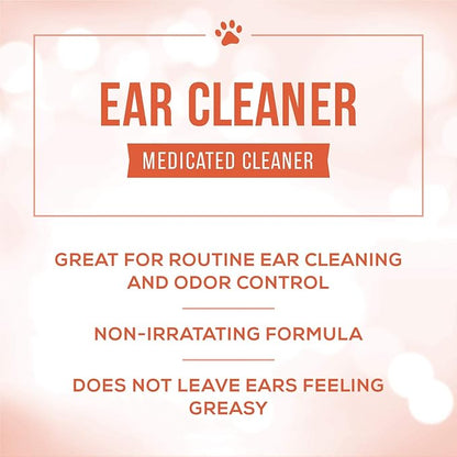 Nature's Specialties Dog Ear Cleaner Medicated Solution Non-Greasy Non-Irritation Made in USA Non-Toxic, 4 Ounces