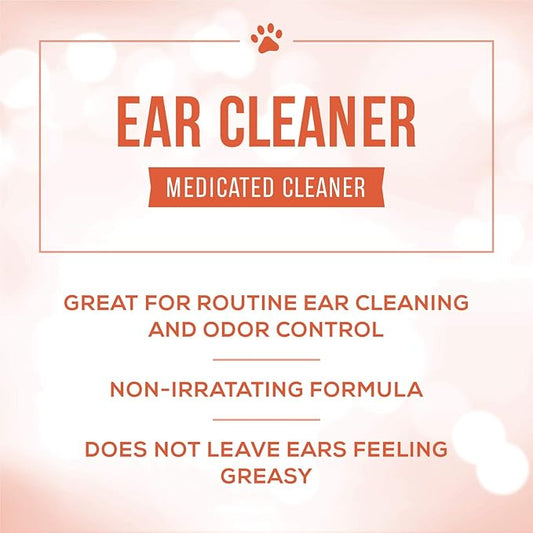 Nature's Specialties Dog Ear Cleaner Medicated Solution Non-Greasy Non-Irritation Made in USA Non-Toxic, 32 Ounces