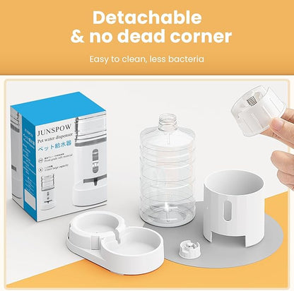 Pet Water Dispenser 4L with Placemat and Visible Window, Automatic Cat & Dog Water Dispenser, Pet Water Bowl, Stable Noiseless and Easy-Cleaning