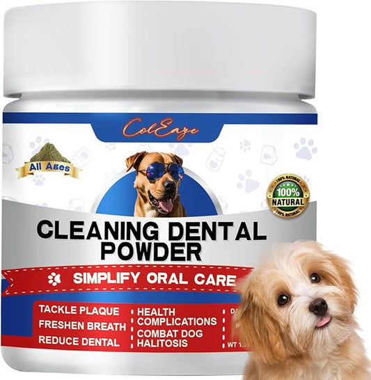 Dog Teeth Cleaning Powder-Dog Dental Care and Bad Breath Treatment, Plaque Removal Herbal Dental Powder for Healthy Teeth & Gums for All Dogs
