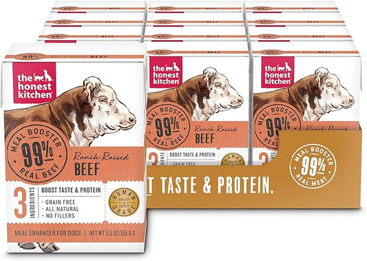 The Honest Kitchen Meal Booster: 99% Beef Dog Food Topper, 5.5 oz (Pack of 12)