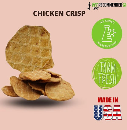 Premium Chicken Crisp Chips for Dogs Small, Medium and Large | 8oz Bag | No Artificial Preservatives, Colors or Flavors | Natural Treats - Dehydrated Chicken Jerky - Made in USA