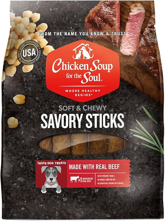 Chicken Soup for the Soul Pet Food Savory Sticks Dog Treats, Beef, 32 Ounce Bag | Soy, Corn & Wheat Free, No Artificial Flavors or Preservatives