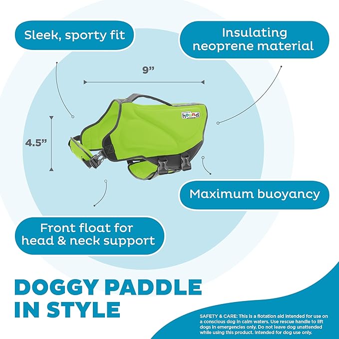 Outward Hound Dawson Swim Green Dog Life Jacket, XS