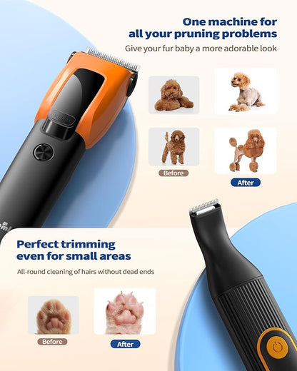 Dog Grooming Kit for Heavy Thick Hair&Coats, 3 in 1 Dog Clippers for Grooming, Rechargeable Cordless Pet Shaver with Storage Box, Quiet Dog Paw Trimmer for Small and Large Dogs Cats Animals