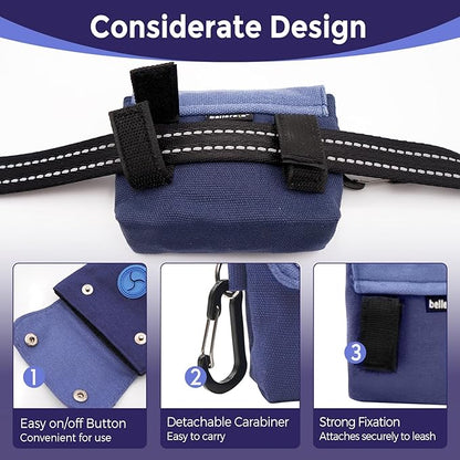 Dog Poop Bag Holder, Portable Dog Poop Bag Dispenser with 1 Metal Clip, Blue Button Canvas Poop Pag Polders for Leashes